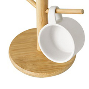 Organisateur de tasses à café et à thé écologique en bambou avec 6 crochets, support de séchage pour tasses, porte-tasses en bambou écologique - Product Image 3