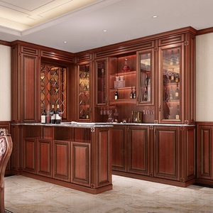 מזנון מעץ מלא בסגנון אמריקאי וינטג' של סופיה, עם אפשרות לתלייה על הקיר וקיבולת גדולה, מתאים לבית בסגנון כפרי, בר ביתי וסלון. - Product Image 2