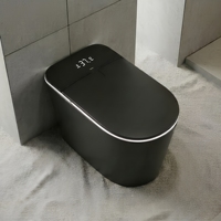 WC intelligent en céramique noir mat minimaliste, à poser au sol, avec chasse d'eau à siphon, pour salle de bain de villa de luxe