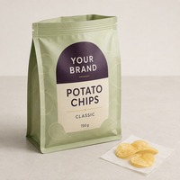 Bolsa de Papel para Papas Fritas con Fondo Plano y Cierre Personalizada para Fabricantes de Snacks y Empaquetado de Marca Privada para Minoristas