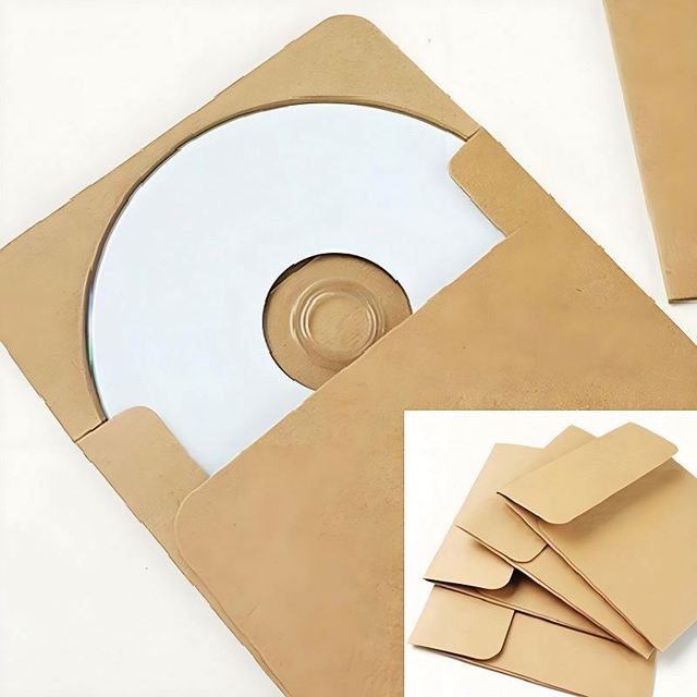 Factory Price Square Custom Size Recycled Kraft Paper CD DVD Packaging Envelopes with Matt Lamination Embossing Sponge Lining