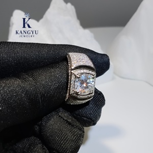 Offre Spéciale Vintage Hip Hop 925 Sterling Silver Moissanite <span class=keywords><strong>Ring</strong></span> - Iced Out Retro Bling <span class=keywords><strong>Ring</strong></span> for <span class=keywords><strong>Men</strong></span> - Product Image 2