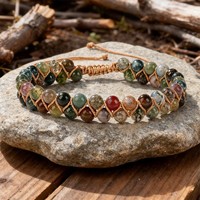Nouveauté : Bracelet Bohème Double Couche Perlé, en Agate Naturelle et Pierre Impériale, Tressé, Bijou de Main Tendance pour Femme