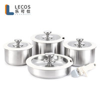 LECOS Batterie de cuisine complète classique en acier inoxydable 304, compatible gaz et induction, antiadhésive, avec poignée amovible pour la cuisine domestique
