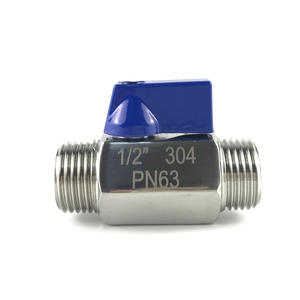 Mini válvula de bola de acero inoxidable de 1/2 pulgada con doble rosca macho para control de flujo de agua, estándar británico PN63 - Product Image 4