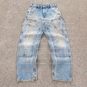 custom <b>men</b> denim <b>jeans</b> Factory Distress Wash Double Knee complet <b>jean</b> homme Tactical Skate <b>Work</b> Baggy Fit trench en <b>jean</b> - Product Image 1