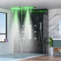 Système de douche thermostatique chromé HONGDEC avec pommeau de douche pluie, télécommande, 6 jets latéraux et douchette à main – Ensemble de douche de luxe