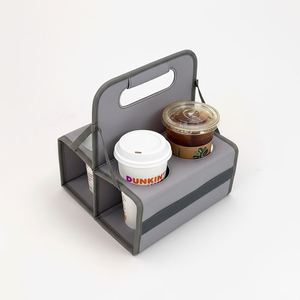 Portavasos Aislado Reutilizable Personalizado OEM, Portavasos de Poliéster Impermeable para 4 Bebidas, Plegable, para Entrega de Alimentos - Product Image 1