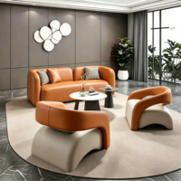 Salon de réception moderne pour entreprises : Canapés et sièges en cuir pour réunions de clients, hôtels, bureaux, salles d'attente et bureaux de vente