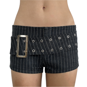 Shorts mini sexys de cintura baja a rayas, transpirables, ajustados, estilo Y2K Spice Girl para mujer, shorts estampados de terciopelo para mujer - Product Image 1