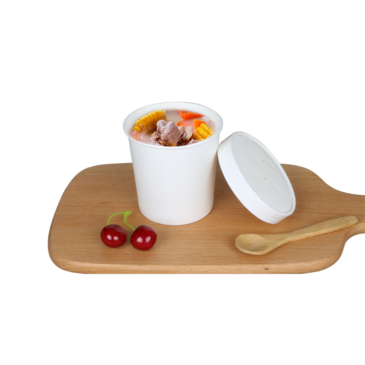 greaseproof white 16oz disposable take away paper soup bowl for porridge with paper lid