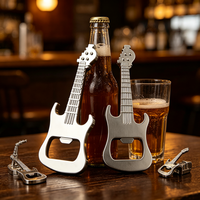 Décapsuleur publicitaire en métal en forme de guitare 3D avec logo personnalisé, aimant de réfrigérateur en acier inoxydable