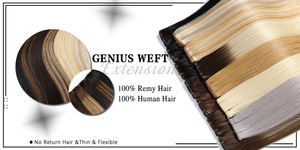 Extensiones de Cabello Humano Real PU, Doble Trama, Cabello Virgen Natural, Ondulado Natural Rubio, Cabello Chino, 40 Gramos, 13A Russ - Product Image 3