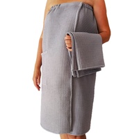 Serviette de bain enveloppante personnalisée avec logo pour spa et salon, séchage rapide, en coton gaufré doux, jupe de bain portable pour femme