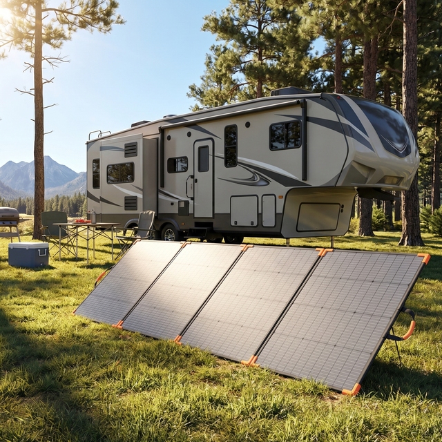 Lightweight Aluminum Frame Big Solar Panels 400W,Outdoor Waterproof Foldable Solar Charging Panel for Camping and RVs