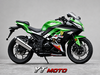Moto sportive Ninja 200cc avec moteur refroidi par air, freins à double disque et jantes en alliage
