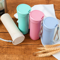 Haute qualité 500ML tasse de paille réutilisable Portable paille de blé tasse d'eau en plastique respectueux de l'environnement Logo personnalisable tasse cadeau