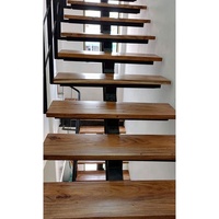 Escalier en acier de haute qualité, pliant en L, avec marches en bois, escalier flottant droit en métal