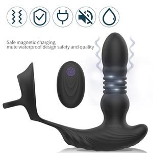 Neuer Analvibrator mit Penisring, vibrierender Prostatamassager, stoßender Analplug-Vibrator für Männer und Frauen, Analsexspielzeug - Product Image 2