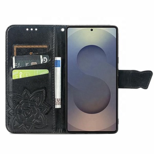 Custodia a Libro per <span class=keywords><strong>Samsung</strong></span> S26 Ultra S25 S24 in Pelle PU Goffrata a Farfalla con Funzione Stand, Scomparti Porta Carte e Cinturino da Polso - Product Image 2