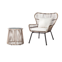 Ensemble de meubles de jardin en rotin tressé avec structure en aluminium, style moderne et épuré, 3 pièces, non pliable, 1 place, pour balcon
