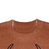 Pull en tricot pour femme, col rond, style bohème champêtre, imprimé vache des Highlands, résistant aux plis, polyester doux, polyvalent, vêtement décontracté