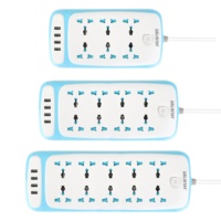 Soket Daya ekstensi standar Universal dengan 4 colokan USB 8 outlet