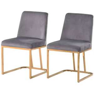Luxury Modern Home Furniture Upholstered Dining Chair Iron Metal Legs Metal <b>Upholstery</b> 2-Piece Set - Product Image 1