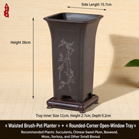 Pot de fleurs carré en résine 15,7 cm, plusieurs trous de drainage, écologique, style chinois simple, pour utilisation sur bureau ou dans un jardin, idéal pour orchidées et bonsaïs