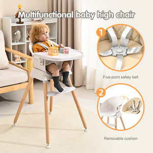 Nouvelle <span class=keywords><strong>chaise</strong></span> <span class=keywords><strong>haute</strong></span> pour bébé en <span class=keywords><strong>bois</strong></span> massif moderne avec <span class=keywords><strong>coussin</strong></span>, design portable, durable et dotée de fonctions de sécurité pour les repas - Product Image 2