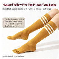 Chaussettes de yoga et de Pilates rayées à cinq doigts, antidérapantes, avec points en silicone, pour femmes, vente en gros