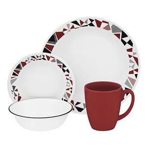 Juego de 4 piezas Color personalizado Cocina Diseño lindo Juegos de vajilla de cerámica Gres rojo Cena Tazón Plato Taza - Product Image 3
