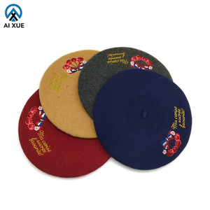 Boina bordada con logotipo personalizado para mujer, Boina de fieltro francesa con muestra gratis, novedad de 2025 - Product Image 1