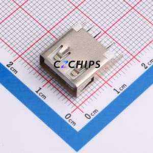 AF 180°ZJZB13.0 USB Connector Through hole Component (THT) Connector Type-A USB 2.0 Female Through Hole - Product Image 1