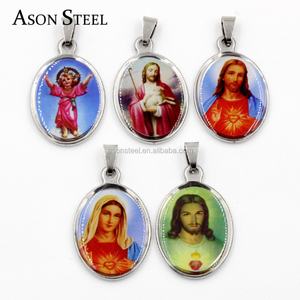 Collar de Cadena de Oro de Diseño de Joyería de Moda para Damas con Imagen de María y el Niño Jesús - Product Image 1