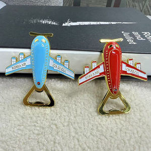 个性化装饰艺术中磁金属飞机3D平面形状开瓶器冰箱贴定制旅游纪念品 - Product Image 1