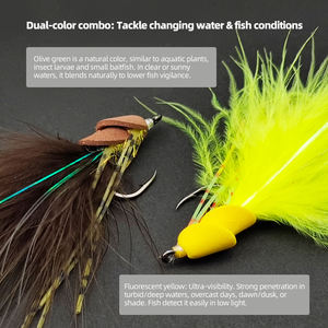 Esca <span class=keywords><strong>Artificiale</strong></span> <span class=keywords><strong>per</strong></span> Pesca a Mosca in Acciaio ad Alto Tenore di Carbonio Rinforzato con Gancio Galleggiante in Schiuma <span class=keywords><strong>per</strong></span> Luccio e <span class=keywords><strong>Spigola</strong></span> - Product Image 4