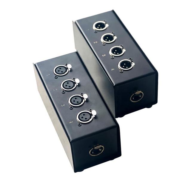 ABCCABLS 4-channel 3-pin Multi-network XLR Cable Splitter Paired 4-way Audio Expansion Box for Stage Sound Lighting Studio