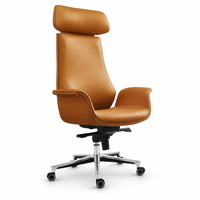 Chaise de bureau ergonomique à dossier haut avec siège pivotant réglable en cuir PU, appui-tête fixe et base à 5 étoiles