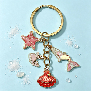 High Quality Zinc Alloy Fish Charm Keychain Ocean Theme Enamel Key <b>Ring</b> Custom Logo Backpack Decoration Gift - Product Image 1