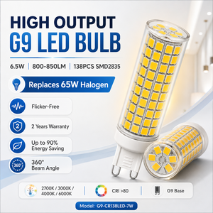 หลอดไฟ LED ข้าวโพด G9 7W 138LED 800-850LM AC 120V/230V SMD ปรับความสว่างได้ FCC ETL CE RoHS 15000H รับประกัน 2 ปี โคมไฟระย้า - Product Image 5