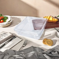 Boîte d'emballage alimentaire carrée en PET transparent de qualité alimentaire, vente en gros d'usine, pour pain, gâteaux, biscuits, salades, sushis, personnalisation acceptée.