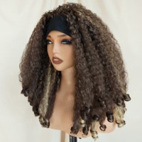 KEMY HAIR Vente en gros de perruques afro crépues bouclées de haute qualité, bon marché, perruques synthétiques à ressort rebondissantes, faites à la machine, avec bandeau pour femmes noires