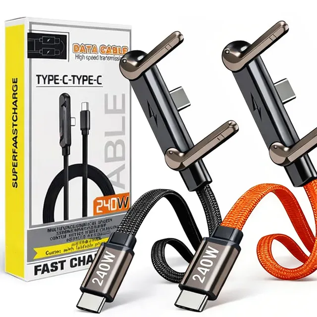 240W Quick Charging & Data Transfer Type-C Elbow Cable Invisible Phone Kickstand Nylon Braided USB-C for IPhone 17 16 15