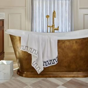 6 Pc Premium Cotton <b>Towel</b> <b>Set</b> - Elegant Greek Key Design, Quick-Dry and Absorbent <b>Bath</b> <b>Towels</b> with Hanger Loop - Product Image 4