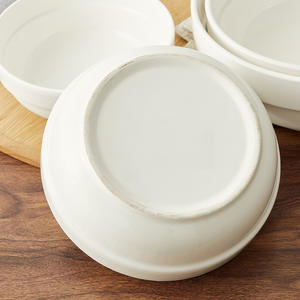 Cuenco de cerámica blanco puro ecológico sostenible apilable grueso para uso doméstico de restaurante diseñado para vajilla - Product Image 6