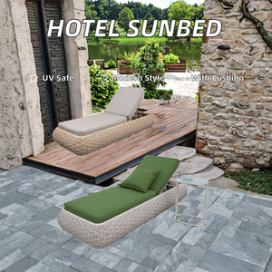 Chaise longue de jardin avec cadre de chaise longue traditionnelle moderne pour villa, <span class=keywords><strong>terrasse</strong></span>, cour, <span class=keywords><strong>piscine</strong></span>, portable - Product Image 4