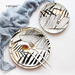 Hot Sale Gold Rimmed Charger Plates Fancy Gold Ceramic <b>Dinnerware</b> Dishes <b>for</b> Wedding Party Event Rental Fine Bone - Product Image 6