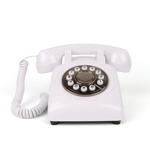 Téléphone sans fil rétro à bouton-poussoir blanc <span class=keywords><strong>pour</strong></span> la maison, le bureau et les restaurants - Product Image 2