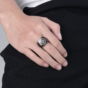 Anillo de Acero de Titanio con Sello de Cábala de Salomón, Unisex, con Patrón de Estrella, Joyería para Regalo - Product Image 3